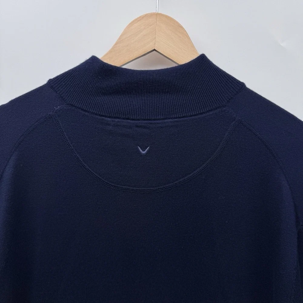 Callaway Mens 2XL Dark Navy 100% Merino Wool 1/4 Zip Golf Pullover NEW Thermal
